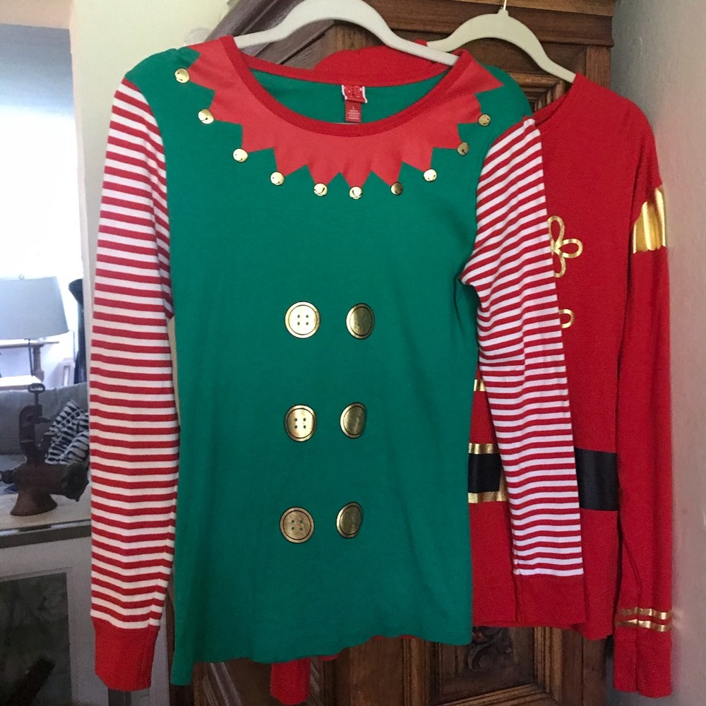 Elf, Santa’s Helper Pajamas. Top & Bottoms